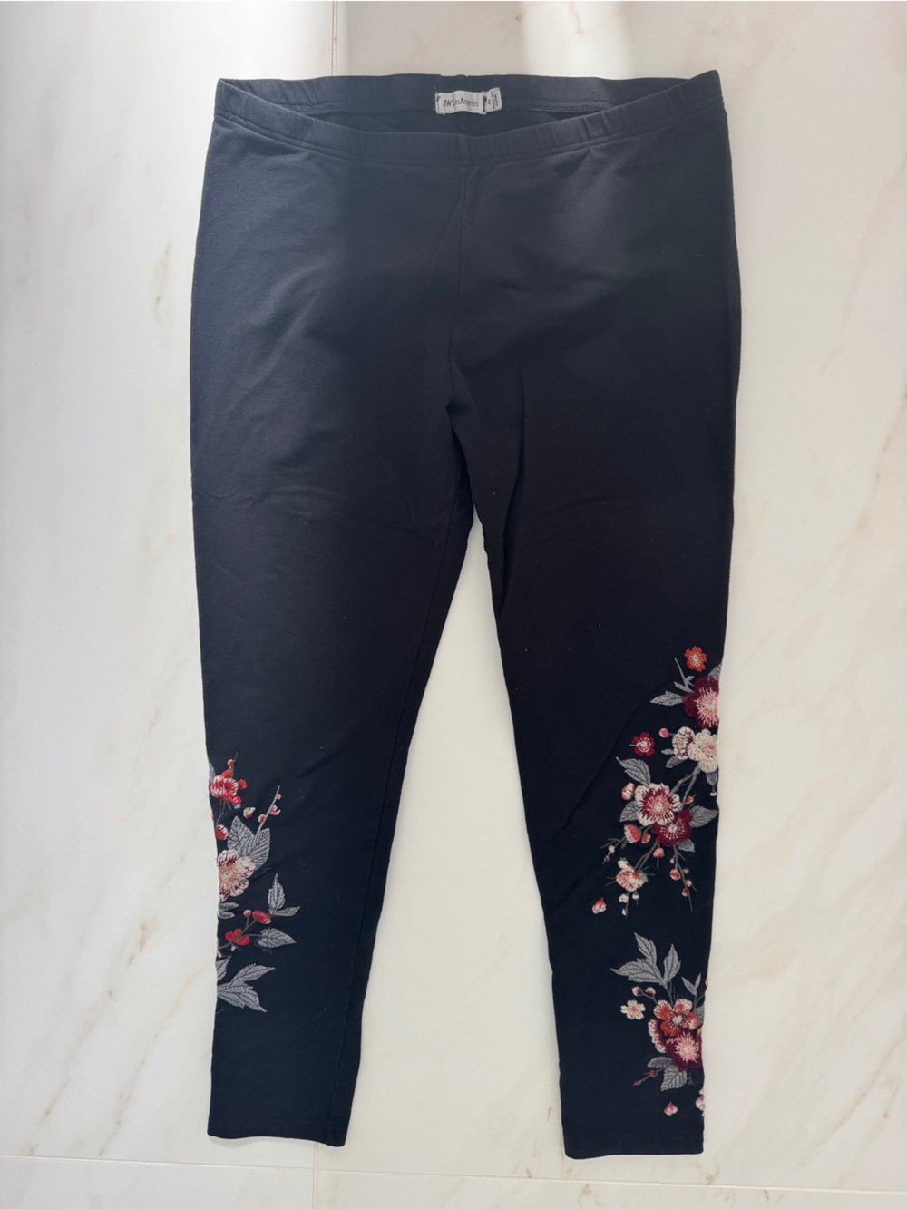 Johnny Was Legging Embroidery Leggings Pant Floral Black Size M
